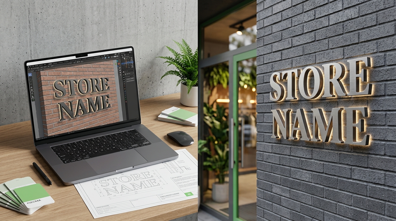 3d letters signage mockup